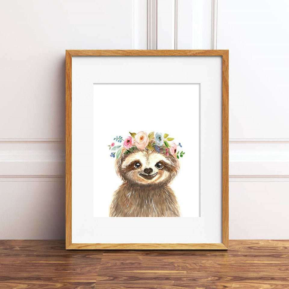 Baby Sloth with Flower Crown