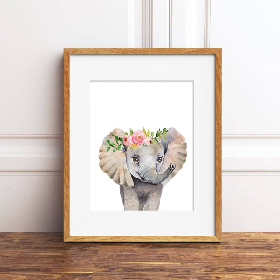 Baby Elephant with Flower Crown