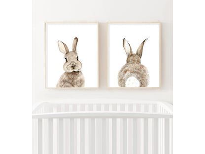 Set of 2 Bunny Front and Back Wall Art Prints