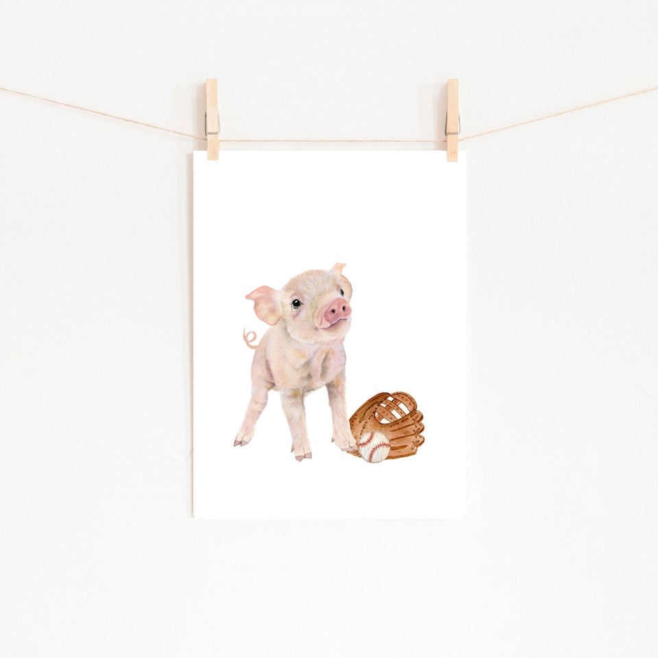 Piglet Baseball Wall Art