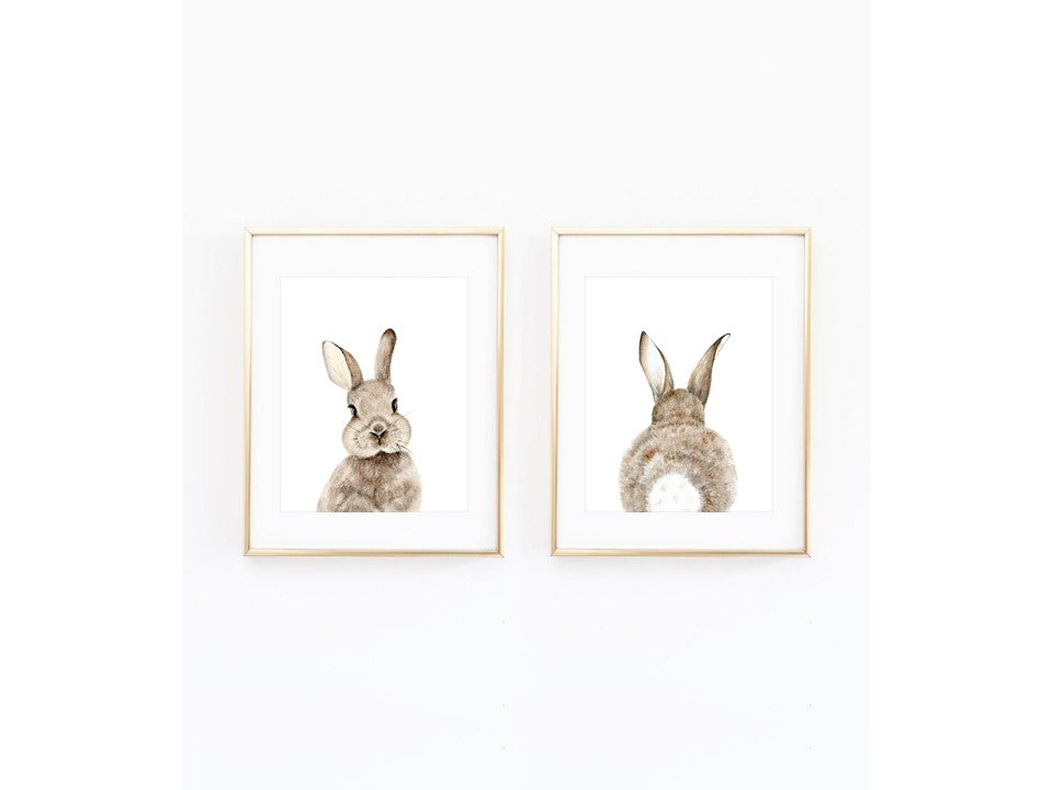 Set of 2 Bunny Front and Back Wall Art Prints