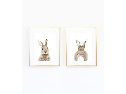 Set of 2 Bunny Front and Back Wall Art Prints