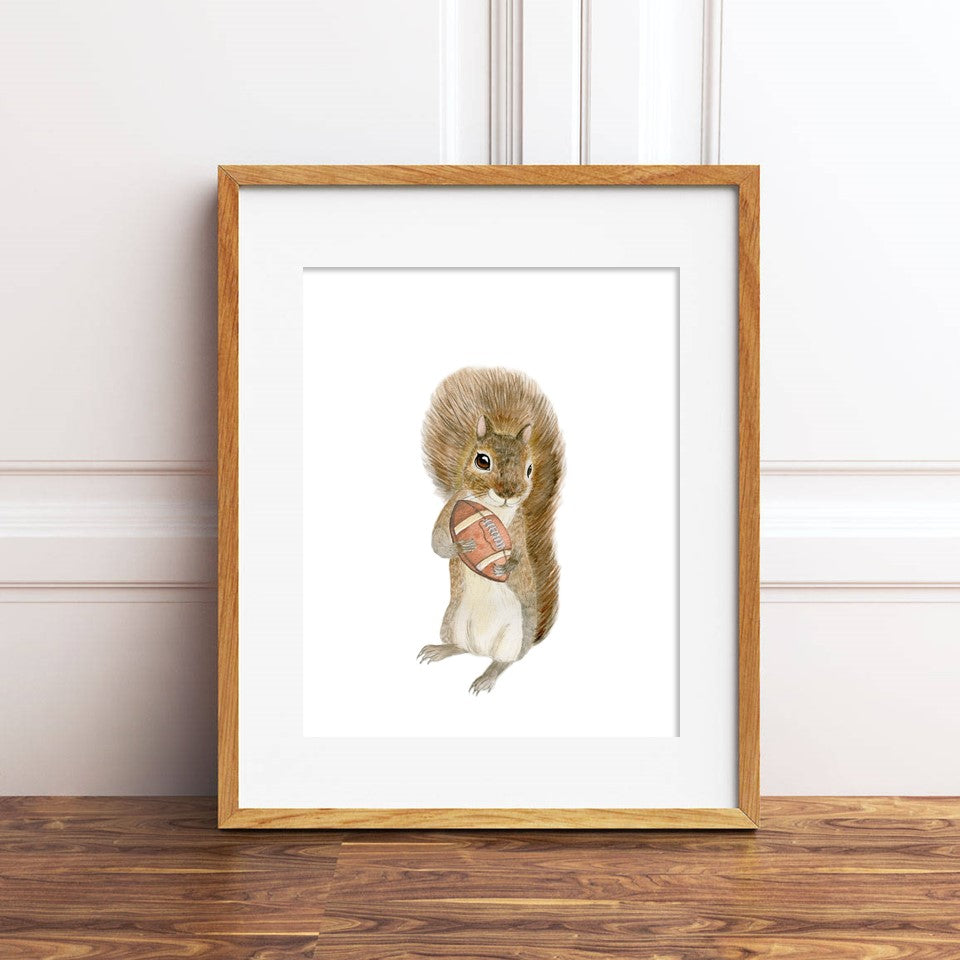 Squirrel Football Wall Art