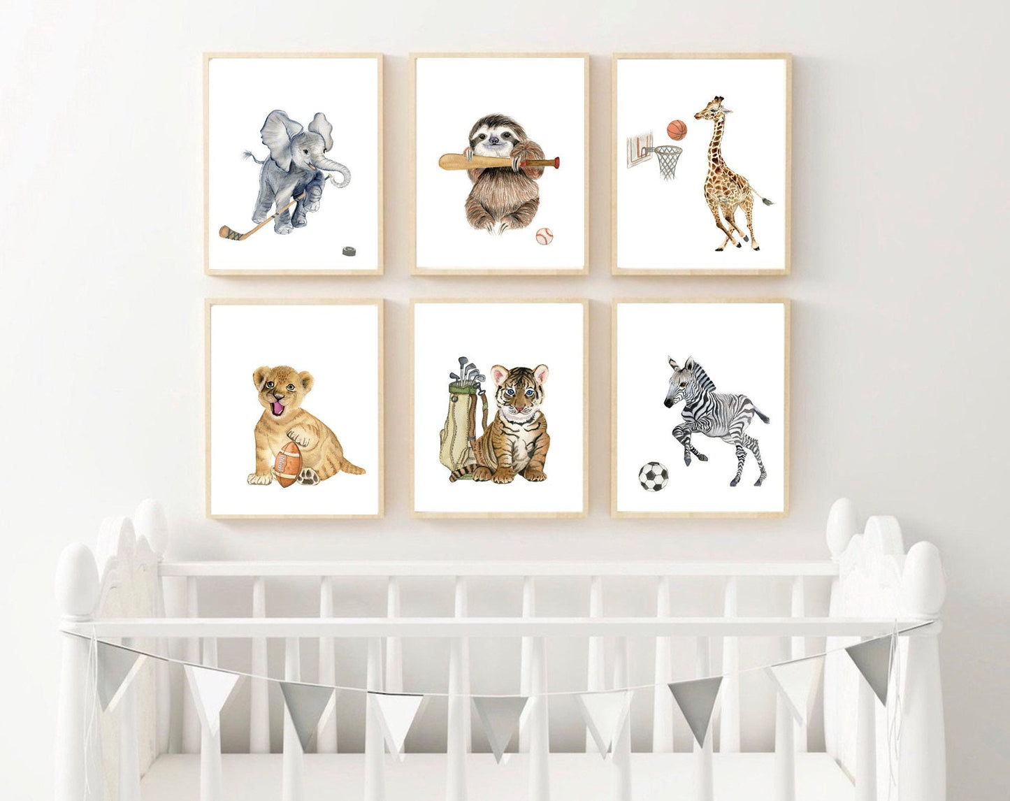 Set of 6 Sports Theme Nursery Wall Art